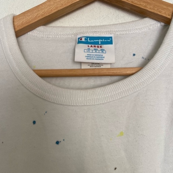 CHAMPION OVERSIZED MENS SPLATTERED SHIRT SIZE L - Picture 2 of 3